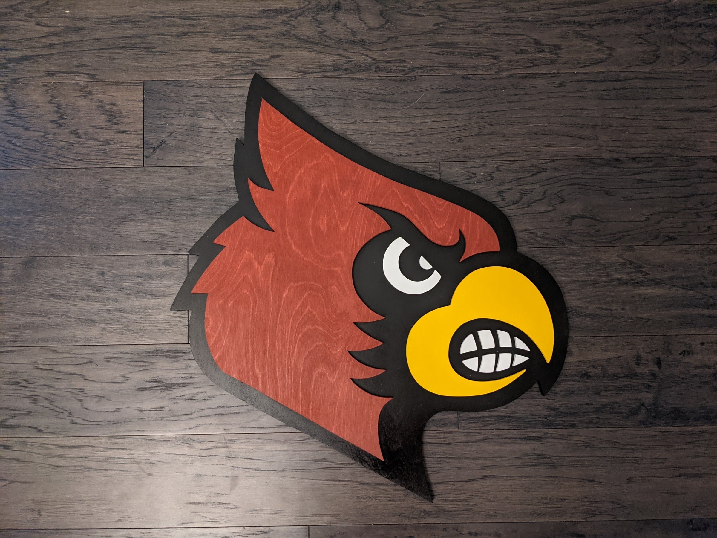 Louisville Cardinals Logo Wood Art - Medium (22x24)