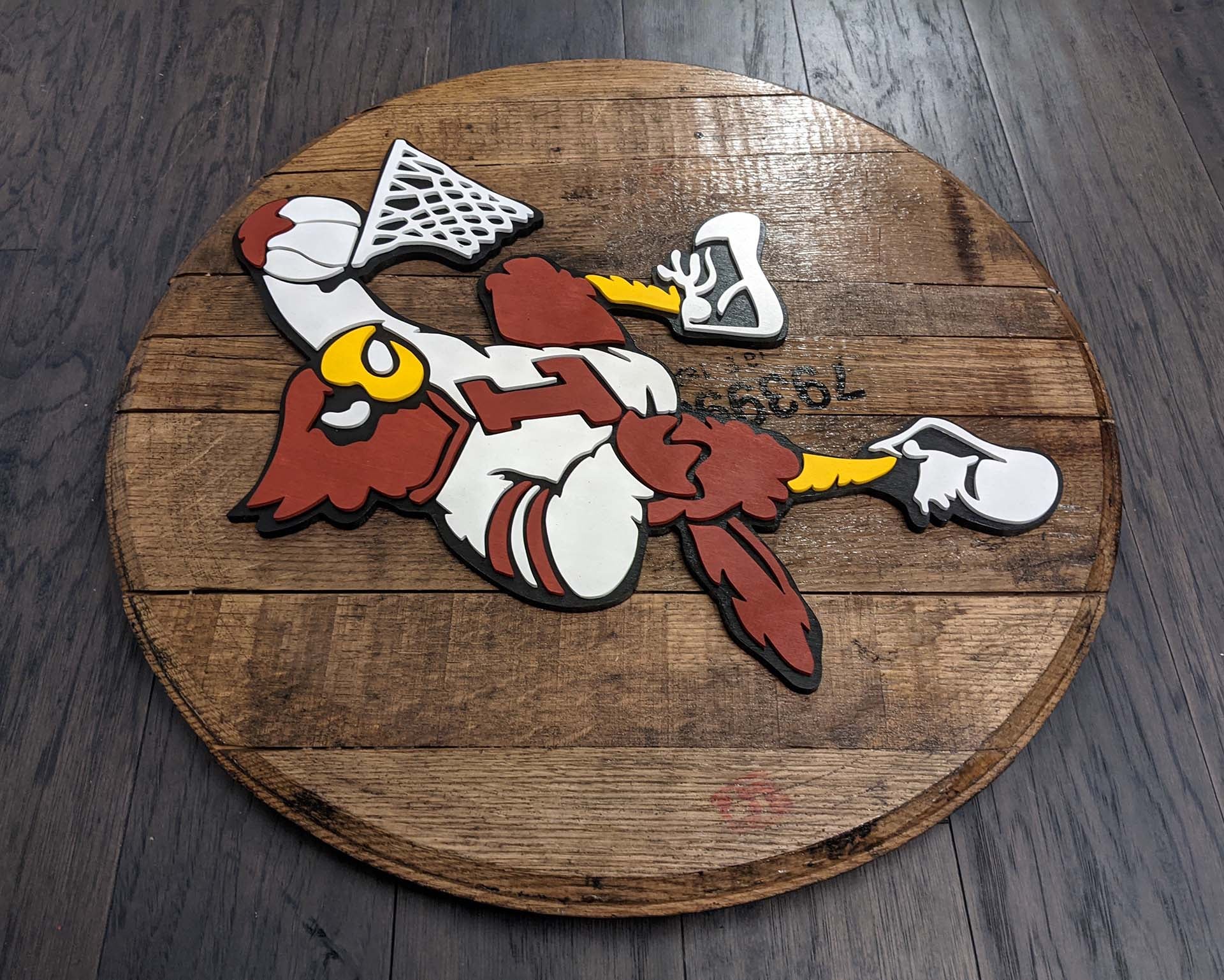 Louisville Cardinals Fighting Bird Logo Bourbon Barrel Head