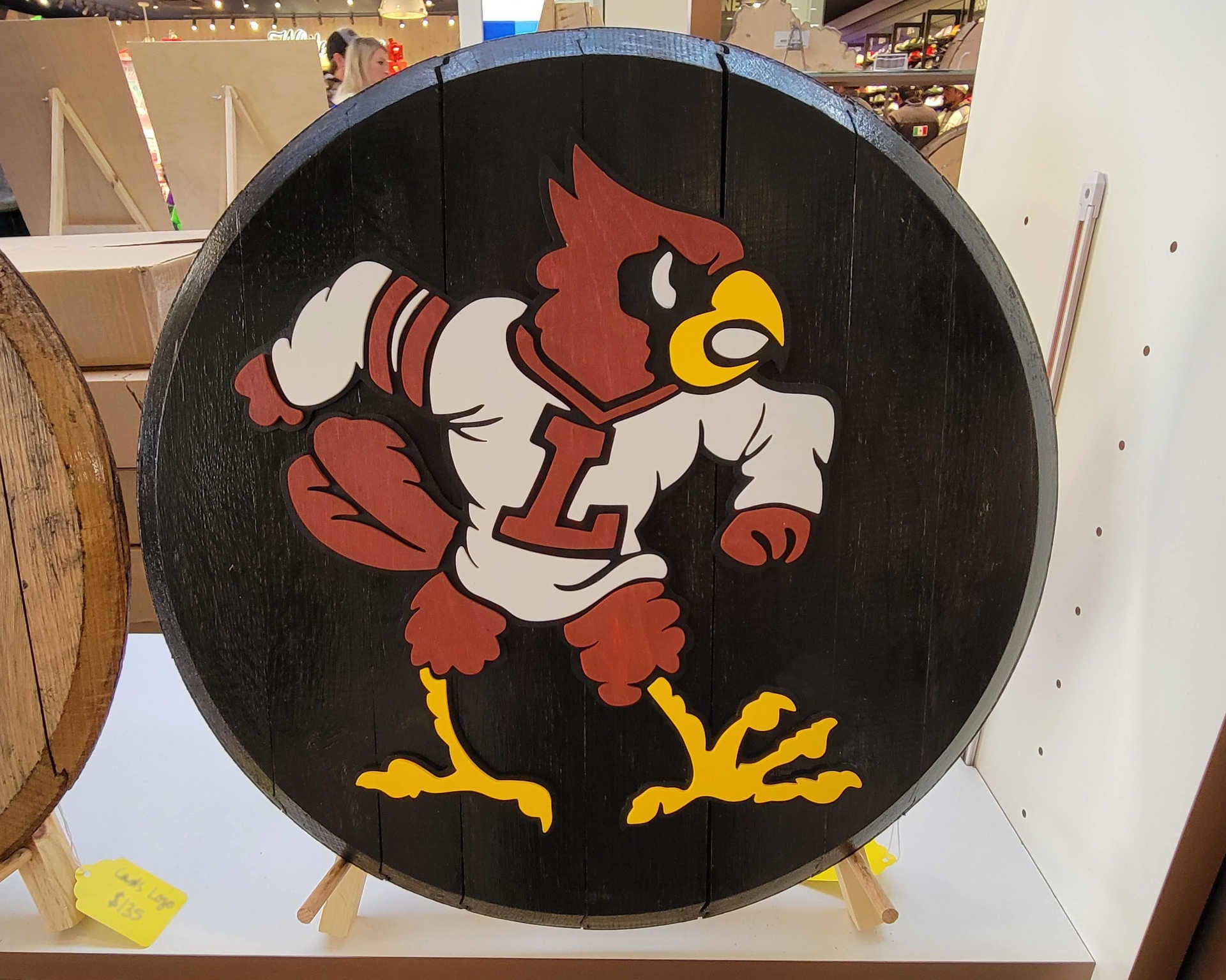 Louisville Cardinals Fighting Bird Logo Bourbon Barrel Head